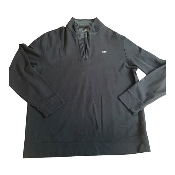 Vineyard vines quarter zip cotton jersey pullover black size large - Picture 2 of 6